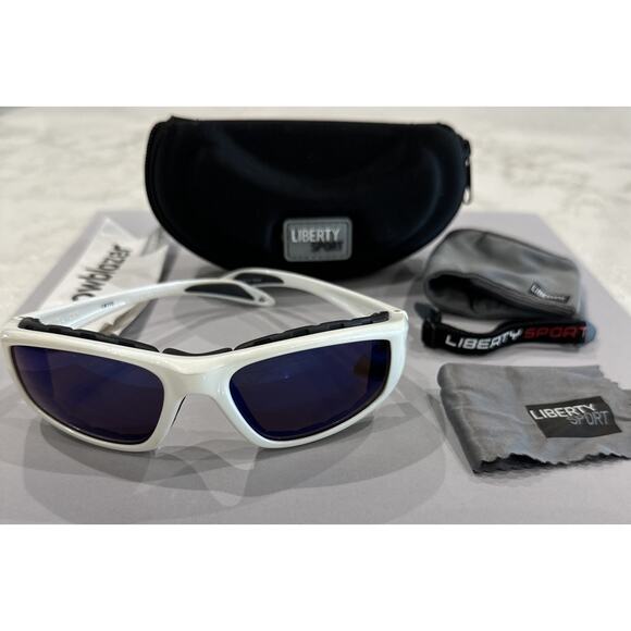 Liberty Sport SNOWBLAZER Wrap Sunglasses Pearl Frame W/ Brown Lenses W/Case - Picture 1 of 6